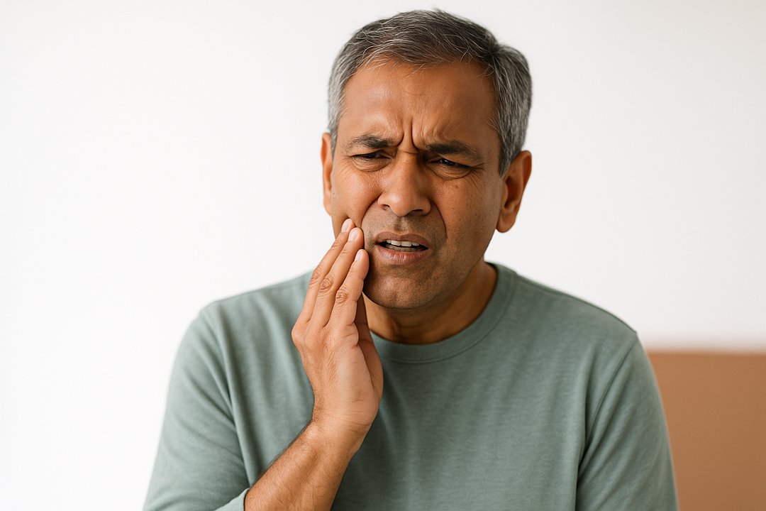 Gum recession showing exposed tooth roots